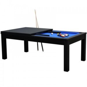 Mister Babyfoot Table de Billard Eddie convertible noire tapis bleu